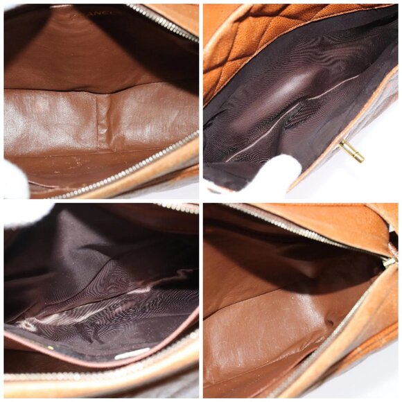 CHANEL Matelasse Chain Shoulder Bag Grained Calf Skin Brown Gold CC Auth PP534 - Picture 16 of 16